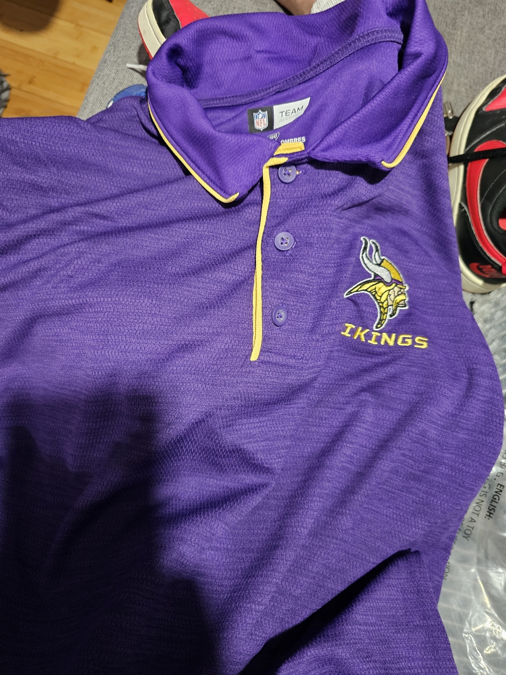 NFL Team Purple Vikings Polo Shirt with Yellow Trim